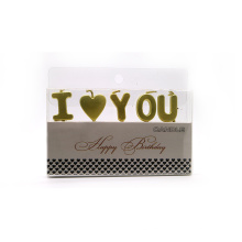 Gold  Sliver Special I LOVE YOU Welding Party Decoration  Letter Candles